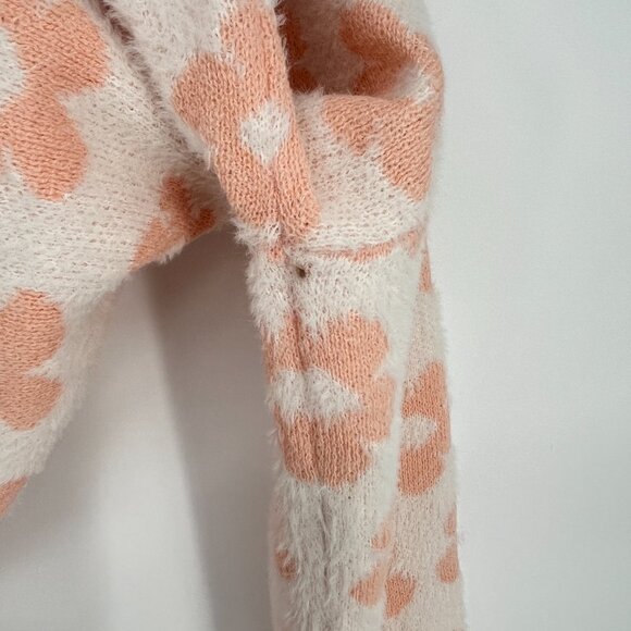 Floral Print Cropped Sweater Womens Size Small Peach Mint - Picture 9 of 10